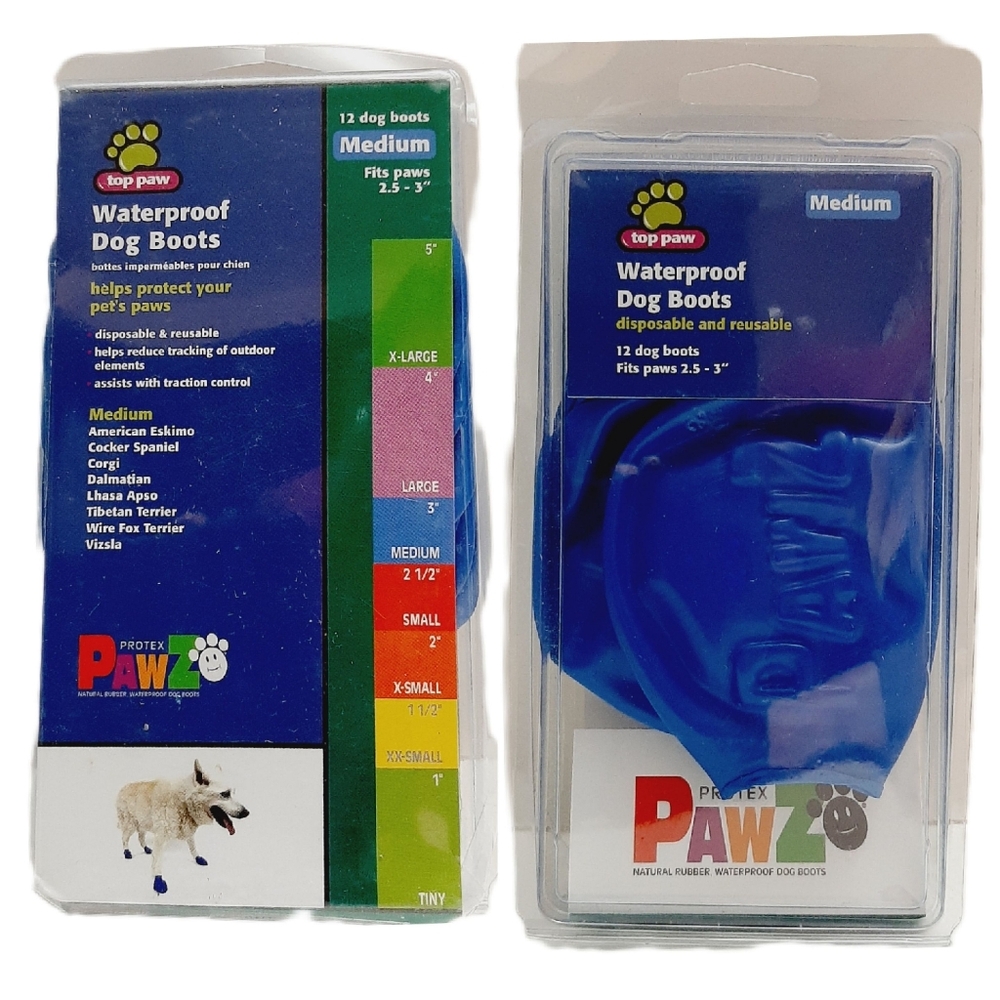 🍒4 for $20🍒 PROTEX PAWZ 12pc Waterproof Dog Boots Paw Protectors Shoes Sz M